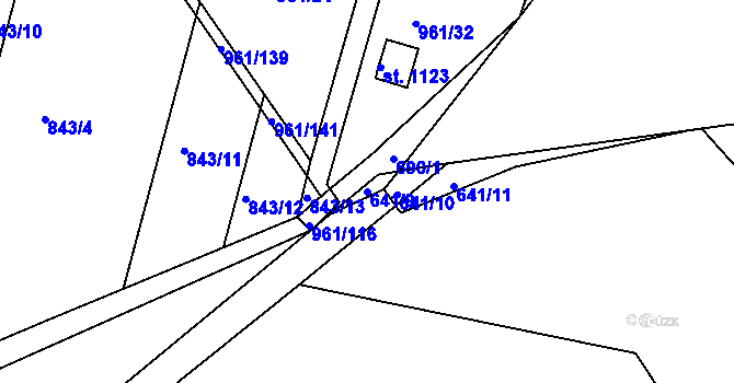 Parcela st. 641/9 v KÚ Slavičín, Katastrální mapa