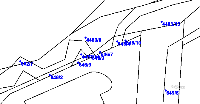 Parcela st. 646/7 v KÚ Slavičín, Katastrální mapa