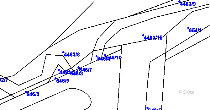 Parcela st. 646/10 v KÚ Slavičín, Katastrální mapa