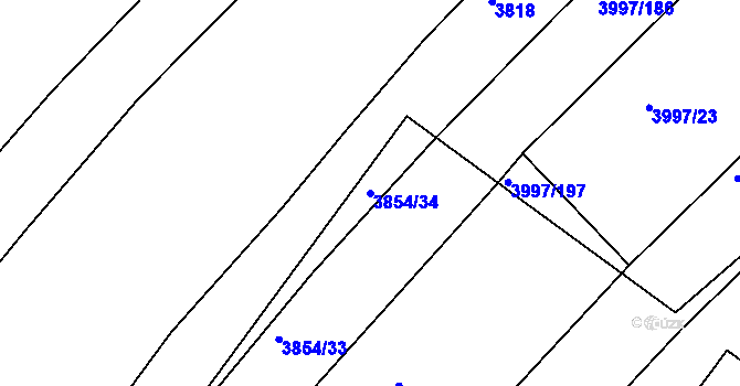 Parcela st. 3854/34 v KÚ Slavičín, Katastrální mapa
