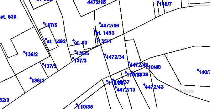 Parcela st. 4472/34 v KÚ Slavičín, Katastrální mapa