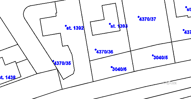 Parcela st. 4370/36 v KÚ Slavičín, Katastrální mapa