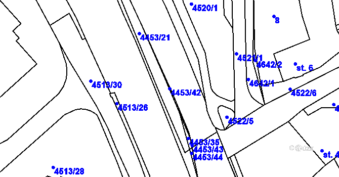Parcela st. 4453/42 v KÚ Slavičín, Katastrální mapa
