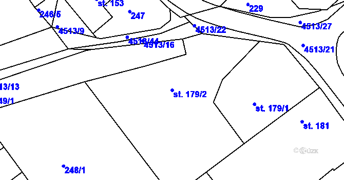 Parcela st. 179/2 v KÚ Slavičín, Katastrální mapa