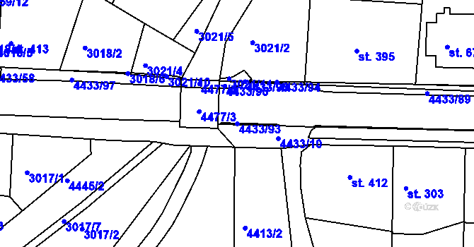 Parcela st. 4433/93 v KÚ Slavičín, Katastrální mapa