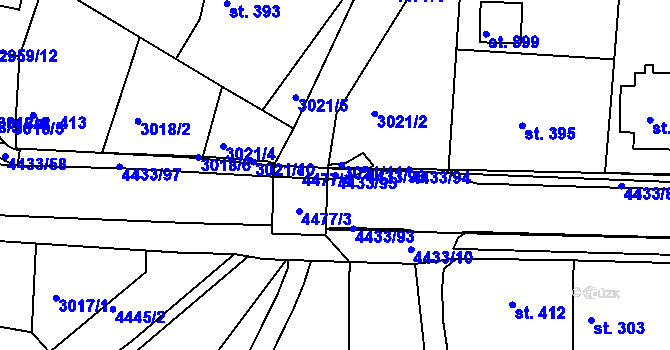 Parcela st. 4433/95 v KÚ Slavičín, Katastrální mapa