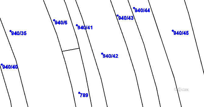 Parcela st. 940/42 v KÚ Slavičín, Katastrální mapa