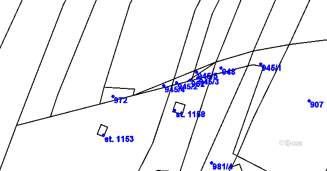Parcela st. 945/4 v KÚ Slavičín, Katastrální mapa