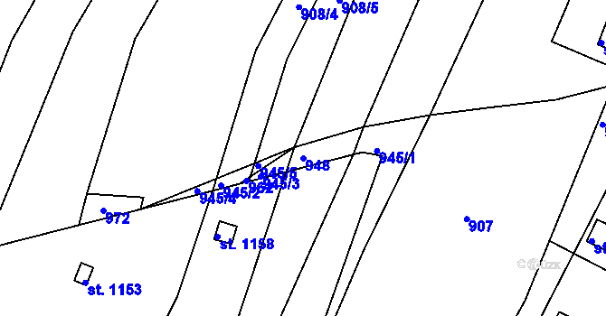 Parcela st. 948 v KÚ Slavičín, Katastrální mapa