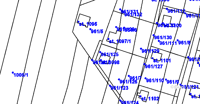 Parcela st. 961/125 v KÚ Slavičín, Katastrální mapa