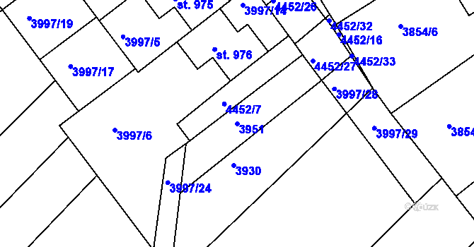 Parcela st. 3951 v KÚ Slavičín, Katastrální mapa