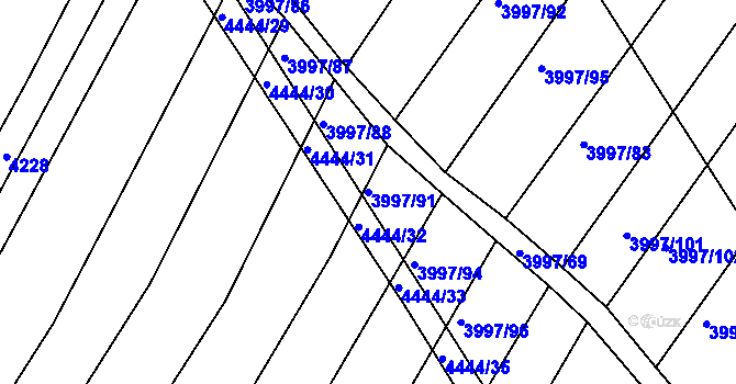Parcela st. 3997/91 v KÚ Slavičín, Katastrální mapa
