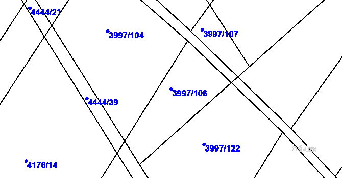 Parcela st. 3997/106 v KÚ Slavičín, Katastrální mapa
