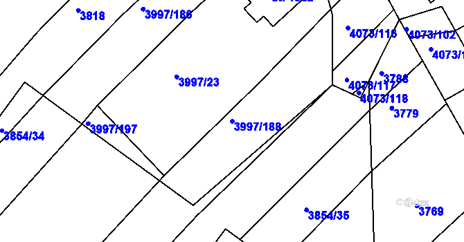 Parcela st. 3997/188 v KÚ Slavičín, Katastrální mapa