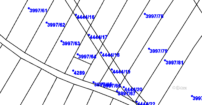 Parcela st. 4444/18 v KÚ Slavičín, Katastrální mapa