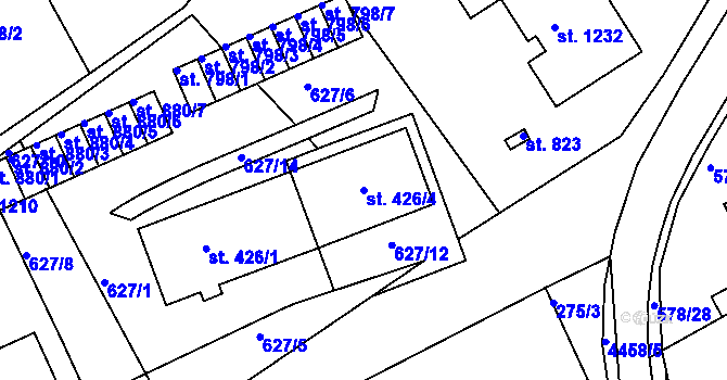 Parcela st. 426/4 v KÚ Slavičín, Katastrální mapa