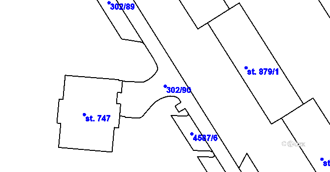 Parcela st. 302/90 v KÚ Slavičín, Katastrální mapa