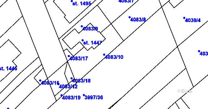 Parcela st. 4083/10 v KÚ Slavičín, Katastrální mapa