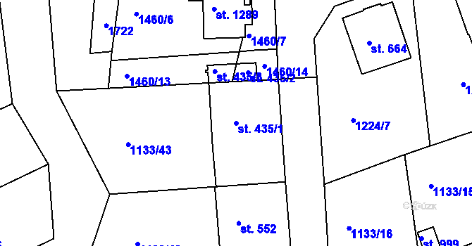 Parcela st. 435/1 v KÚ Slavičín, Katastrální mapa
