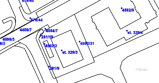 Parcela st. 4592/31 v KÚ Slavičín, Katastrální mapa