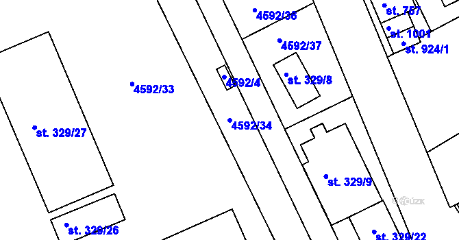 Parcela st. 4592/34 v KÚ Slavičín, Katastrální mapa