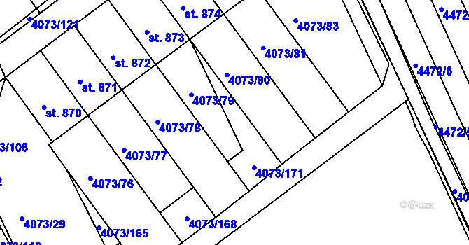 Parcela st. 4073/173 v KÚ Slavičín, Katastrální mapa