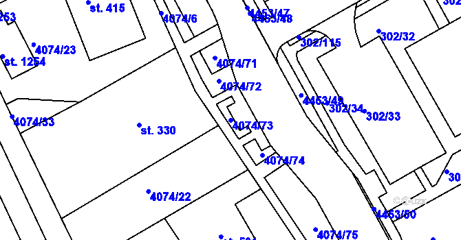 Parcela st. 4074/73 v KÚ Slavičín, Katastrální mapa