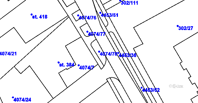 Parcela st. 4074/78 v KÚ Slavičín, Katastrální mapa