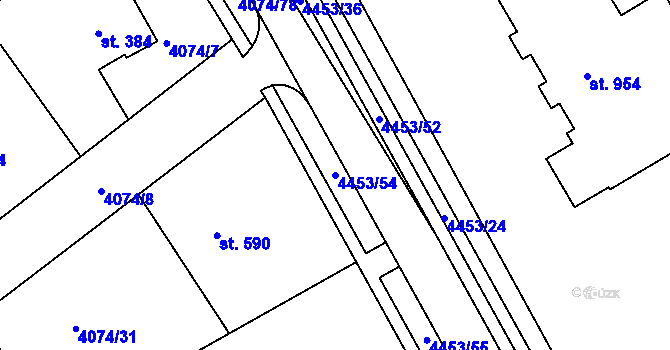 Parcela st. 4453/54 v KÚ Slavičín, Katastrální mapa