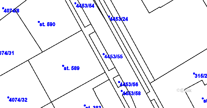 Parcela st. 4453/55 v KÚ Slavičín, Katastrální mapa