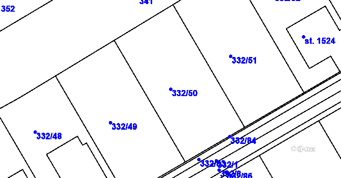 Parcela st. 332/50 v KÚ Slavičín, Katastrální mapa