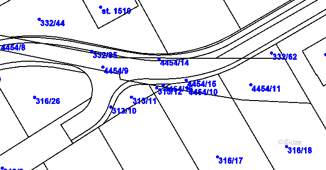Parcela st. 4454/16 v KÚ Slavičín, Katastrální mapa