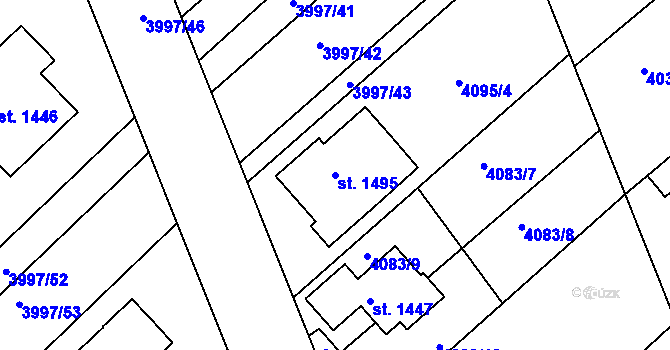 Parcela st. 1495 v KÚ Slavičín, Katastrální mapa