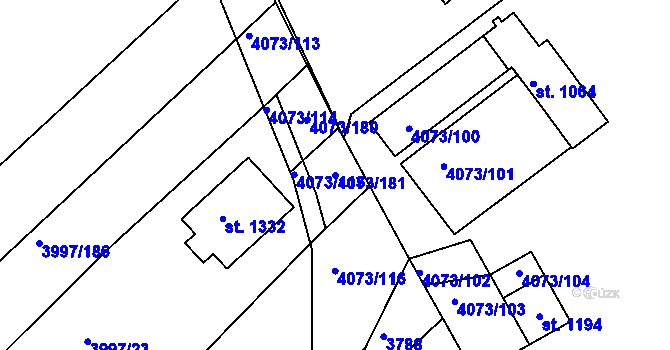 Parcela st. 4073/181 v KÚ Slavičín, Katastrální mapa