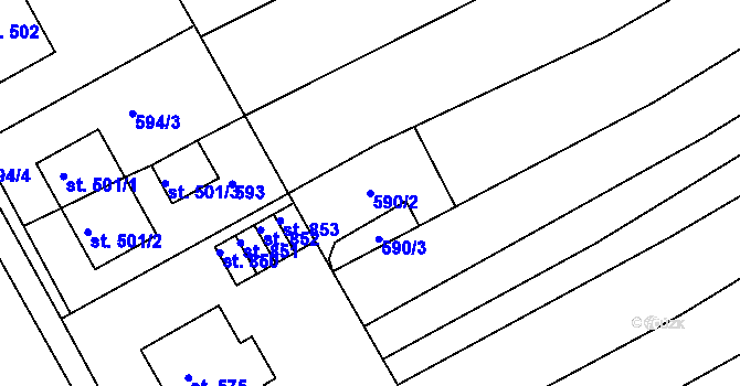 Parcela st. 590/2 v KÚ Slavičín, Katastrální mapa