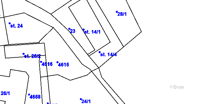 Parcela st. 14/4 v KÚ Slavičín, Katastrální mapa