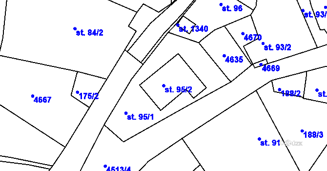 Parcela st. 95/2 v KÚ Slavičín, Katastrální mapa