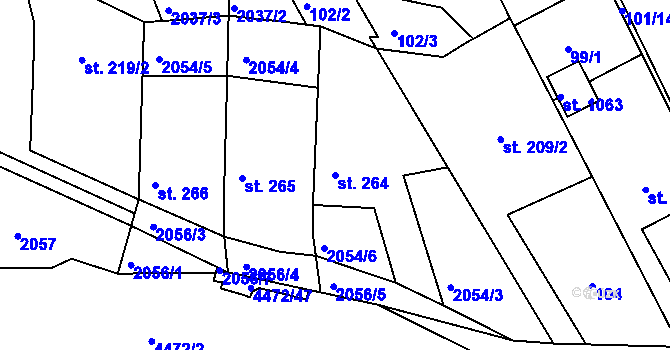 Parcela st. 264 v KÚ Slavičín, Katastrální mapa