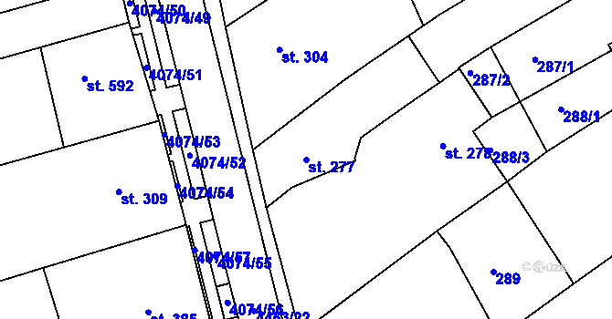 Parcela st. 277 v KÚ Slavičín, Katastrální mapa