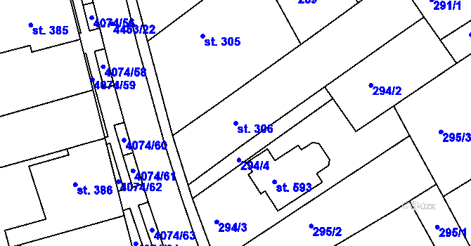 Parcela st. 306 v KÚ Slavičín, Katastrální mapa