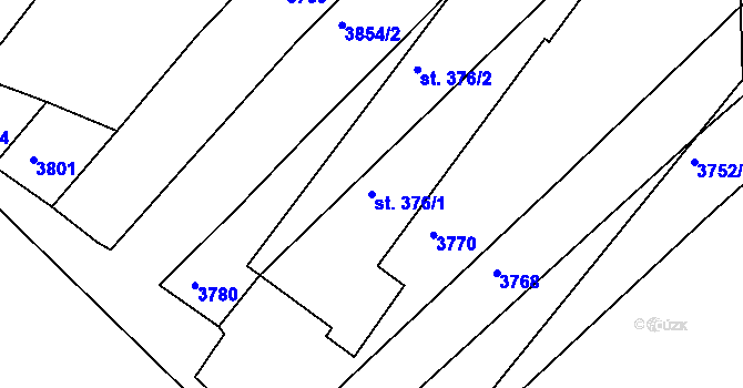 Parcela st. 376/1 v KÚ Slavičín, Katastrální mapa