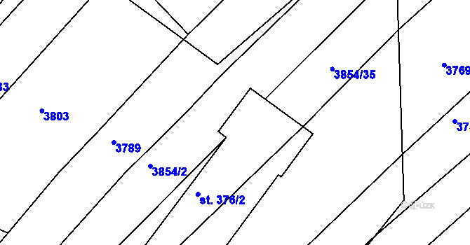 Parcela st. 376/3 v KÚ Slavičín, Katastrální mapa