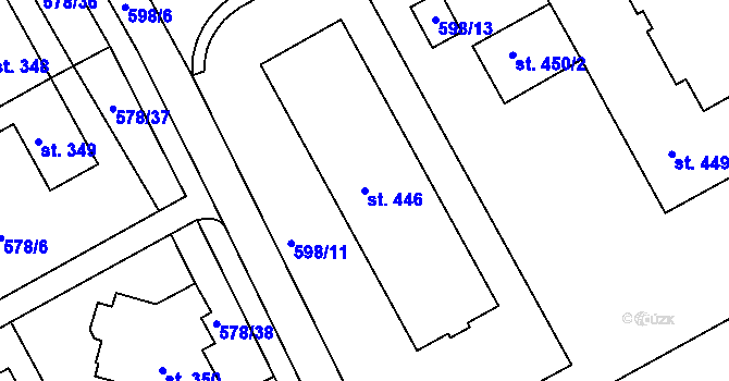 Parcela st. 446 v KÚ Slavičín, Katastrální mapa