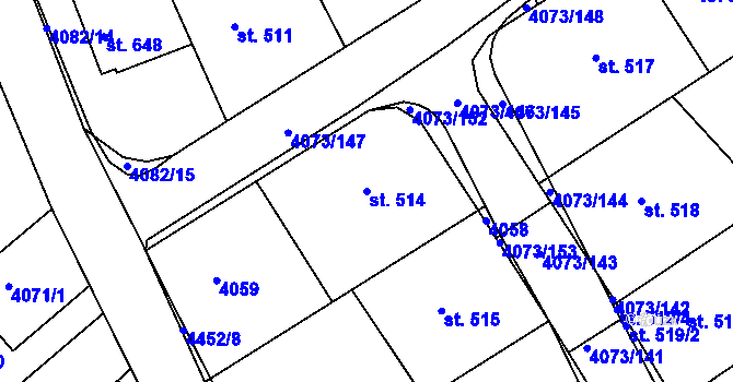 Parcela st. 514 v KÚ Slavičín, Katastrální mapa