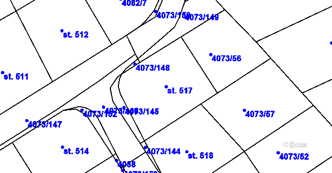 Parcela st. 517 v KÚ Slavičín, Katastrální mapa