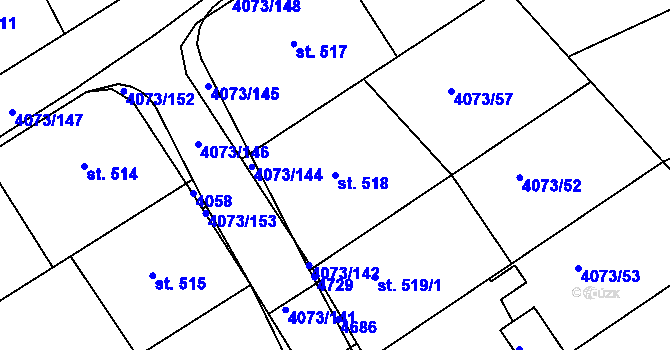 Parcela st. 518 v KÚ Slavičín, Katastrální mapa