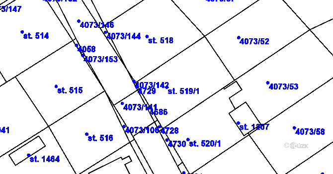 Parcela st. 519/1 v KÚ Slavičín, Katastrální mapa