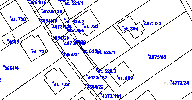 Parcela st. 525/1 v KÚ Slavičín, Katastrální mapa