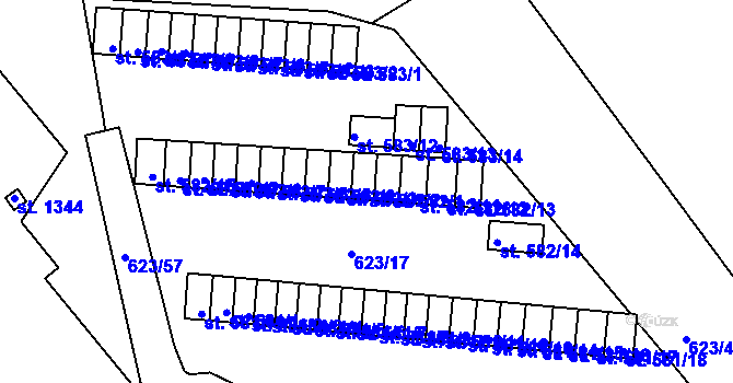Parcela st. 582/2 v KÚ Slavičín, Katastrální mapa