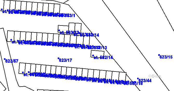 Parcela st. 582/13 v KÚ Slavičín, Katastrální mapa